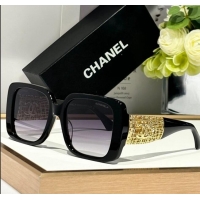 Best Price Chanel Sunglasses with Gold-Tone Mesh CH5532 Black/Purple 2024