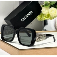 Cheap Design Chanel Sunglasses with Silver-Tone Mesh CH5532 Black 2024