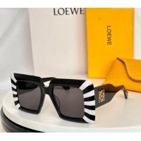 New Fashion Loewe Sqaure Sunglasses with Stripes LW40090 Black/White/Grey 2024