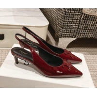 Grade Quality Celine Alma Triomphe Slingback Pumps 5cm in Patent Leather Burgundy 1223100