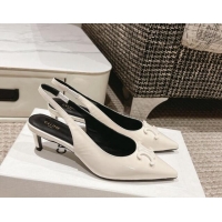 Popular Style Celine Alma Triomphe Slingback Pumps 5cm in Patent Leather White 1223101