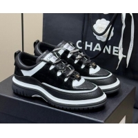 Classic Hot Chanel Suede and Calfskin Sneakers Black 0102011