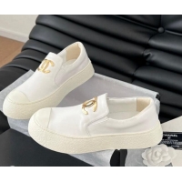 Best Grade Chanel Calfskin Slip-on Sneakers White 0102014