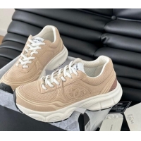 Popular Style Chanel Mesh & Suede Sneakers Beige 0102022