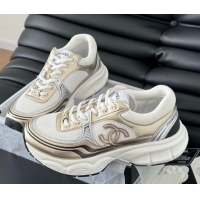 Durable Chanel Mesh & Calfskin Sneakers Gold-Tone 0102025