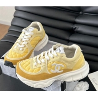 Duplicate Chanel Quilted Suede Sneakers Yellow 0102032