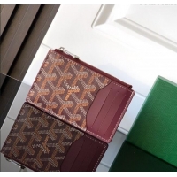 Low Price Goyard Bourbon Zipped Card holders Wallet GY3321 Burgundy 2025