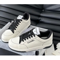 Fashion Chanel Calfskin Sneakers with Stitches White 102038