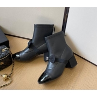 Top Grade Chanel Calfskin Heel Ankle Boots 5.5cm with Bow Black 0102040