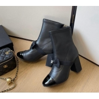 Best Product Chanel Calfskin Heel Ankle Boots 8cm with Bow Black 0102042