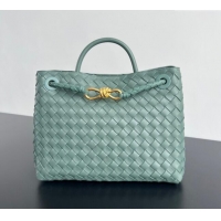 Cheap Discount Bottega Veneta Medium Andiamo Top Handle Bag in Intrecciato Leather 743572 New Sauge Green