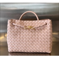 Best Price Bottega Veneta Medium Andiamo Top Handle Bag in Intrecciato Leather 743572 Lotus Pink 2024