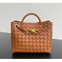 Top Grade Bottega Veneta Small Andiamo Top Handle Bag in Intrecciato Leather 743568 Brown 2025