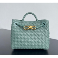 Top Design Bottega Veneta Small Andiamo Top Handle Bag in Intrecciato Leather 743568 New Sage Green 2025