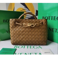 Hot Sell Bottega Veneta Small Andiamo Top Handle Bag in Intrecciato Leather 743568 Acorn Brown 2025