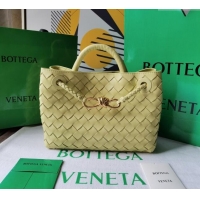 Classic Grade Bottega Veneta Small Andiamo Top Handle Bag in Intrecciato Leather 743568 Ice cream Yellow 2025