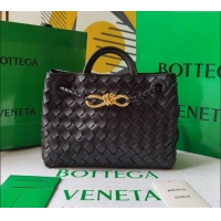 Spot Bulk Bottega Veneta Small Andiamo Top Handle Bag in Intrecciato Leather 743568 Black/Gold 2025