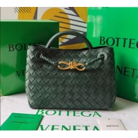 Spot Cheap Bottega Veneta Small Andiamo Top Handle Bag in Intrecciato Leather 743568 Raintree Green 2025