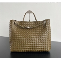 Modern Classic Bottega Veneta Large Andiamo Top Handle Bag in Intrecciato Leather 743575 Clay Brown 2025