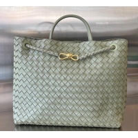 Wholesale Best Bottega Veneta Large Andiamo Top Handle Bag in Intrecciato Leather 743575 Travertine Green 2025