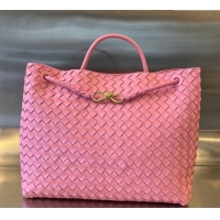 Top Quality Bottega Veneta Large Andiamo Top Handle Bag in Intrecciato Leather 743575 Pink 2025