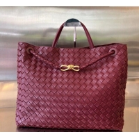 Spot Discount Bottega Veneta Large Andiamo Top Handle Bag in Intrecciato Leather 743575 Barolo Red 2025