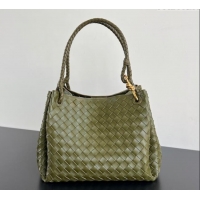 Top Quality Bottega Veneta Large Parachute Shoulder Bag in Intrecciato Leather 796571 Khaki Green 2025