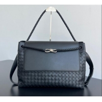 New Arrivals Bottega Veneta Mens Large Andiamo Messenger Bag in Intrecciato Leather 805969 Black 2025