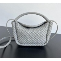 Luxury Cheap Bottega Veneta Small Cobble Top Handle bag in Intreccio Leather 805739 Grey 2025