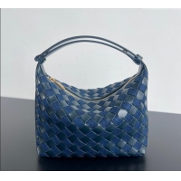 Low Price Bottega Veneta Mini Wallace Shoulder Bag in Intrecciato Leather and Denim 796393 Abyss/indigo Blue 2025