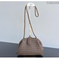 New Design Bottega Veneta Small Lauren 1980 Chain Bag in Padded Intrecciato Leather 804038 Chocolate 2025