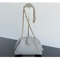 New Fashion Bottega Veneta Small Lauren 1980 Chain Bag in Padded Intrecciato Leather 804038 Silver Grey 2025