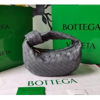 Luxurious Bottega Veneta Mini Jodie Hobo Bag in Intrecciato Lambskin 651876 Dark Grey 2025