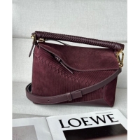 Well Crafted Loewe Small Puzzle bag in Embossed suede and calfskin 9092 Dark Purple 2025