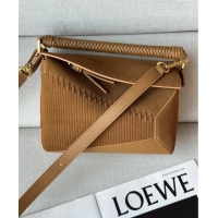 Classic Promotional Loewe Small Puzzle bag in Embossed suede and calfskin 062324 Tobacco Brown 2025