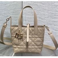 Top Grade Dior Small Toujours Vertical Tote Bag in Macrocannage Calfskin 2835 Powder Beige 2025