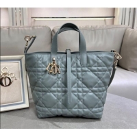 New Style Dior Medium Toujours Vertical Tote Bag in Macrocannage Calfskin 2836 Slate Grey 2025