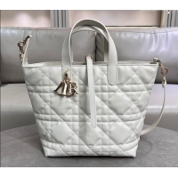 Well Crafted Dior Medium Toujours Vertical Tote Bag in Macrocannage Calfskin 2836 White 2025