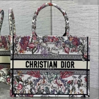 Low Cost Dior Medium Book Tote Bag in Latte White Embroidery with Multicolor Cabinet de la Mer Motif 8001 2025