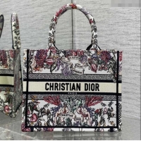 Free Shipping Dior Small Book Tote Bag in Latte White Embroidery with Multicolor Cabinet de la Mer Motif 8002 2025