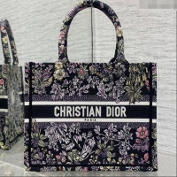 Reasonable Price Dior Small Book Tote Bag in Embroidery with Multicolor Millefiori Unicorn Motif 8002 Black 2025