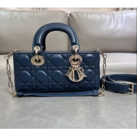 Luxury Cheap Dior Lady D-Joy Small Bag in Cannage Lambskin M0541 Deep Ocean Blue 2025