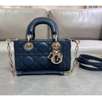 New Fashion Dior Micro Lady D-Joy Bag in Cannage Lambskin S0910 Deep Ocean Blue 2025