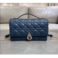 Pretty Style Dior My Dior Top Handle Bag in Cannage Lambskin M0997 Deep Ocean Blue 2025