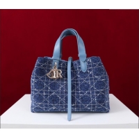 Grade Quality Dior Medium Dior Toujours Bag in Cannage Tweed M1188 Denim Blue 2025