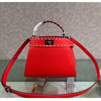 Best Price Fendi Peekaboo Mini Bag with Topstitches in Romano Leather 8BN244 Red 2025