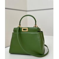 Super Quality Fendi Peekaboo Mini Bag in Soft Lambskin 8383 Green 2025