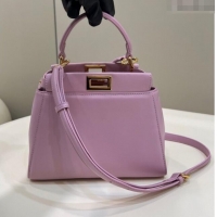 Reasonable Price Fendi Peekaboo Mini Bag in Soft Lambskin 8383 Pink Purple 2025