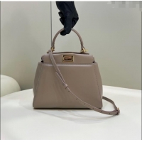 Pretty Style Fendi Peekaboo Mini Bag in Soft Lambskin 2590 Grey 2025