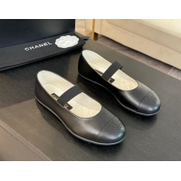 Purchase Chanel Lambskin Mary Janes Ballet Flat Black 0103069